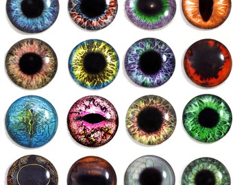 16 25mm Wholesale Glass Eye Flatback Cabochons Bulk Order 1 Inch for Crafting Taxidermy and Jewelry Making