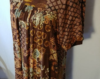 Hawaiian MuuMuu Dress / RM Hawaii / MuuMuu / Loose Fit / 1980s era Hawaii / Earth tones