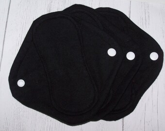 Set of 3 Petite panty liners with wings 6.5 inches in Black