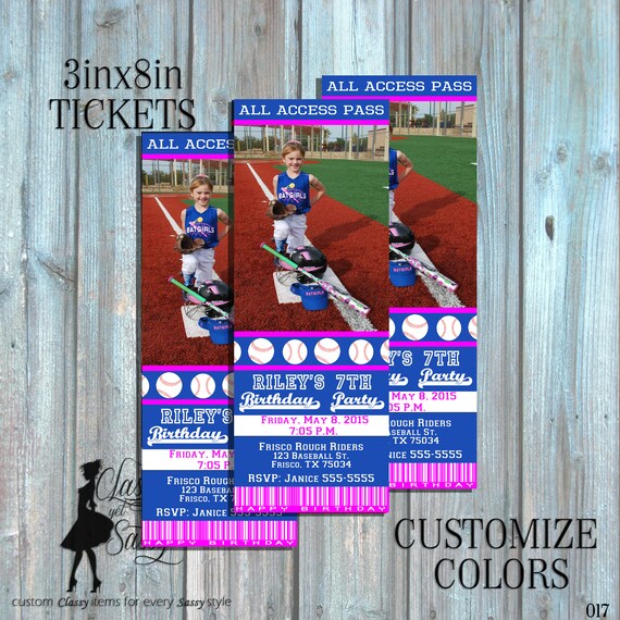 Softball invitation -girl baseball birthday invite- softball ticket invitation - girls invitation - DIY Printable invitation-017-2