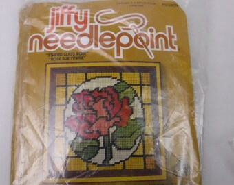 Stained Glass Rose Needlepoint Kit