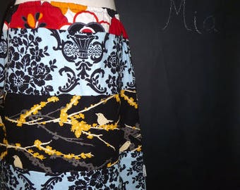 Sample SALE - Will fit Size M/L - Ready to MAIL - Patchwork Pencil SKIRT - Joel Dewberry - Sparrow - by Boutique Mia