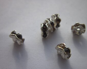 rhinestone glass rondelles 4 - Brown-clear - 6 mm