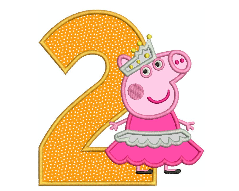 PEPPA Pig Ballerina Number 2 Machine Applique Embroidery