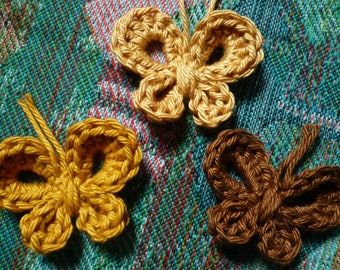 set of 3 Butterfly crochet Butterfly applique