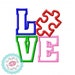 Autism Awareness Love With Puzzles Piece Machine Embroidery Applique Design