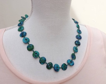 Ceramic necklace, Aegean necklace, knotted necklace, summer jewellery, Boho necklace, blue necklace, green necklace