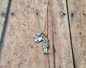Nutcracker initial necklace- nutcracker jewelry, gift for ballerina, recital jewelry, ballerina necklace, silver nutcracker necklace