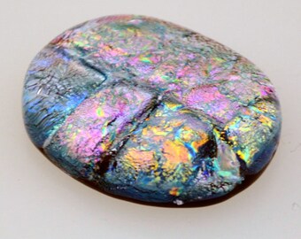 Dichroic Cabochon, Multiple Deep Sparkling Pastel Colors, 24 mm x 30 mm, Jewelry Cabochon, Wire Wrap Supply, Oval Cabochon