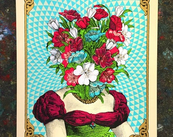 FLORA - Handprinted art print 16x20