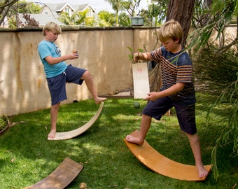 Curvy Board/ Waldorf Rocker Board Golden Oak Finish with Green Sunburst