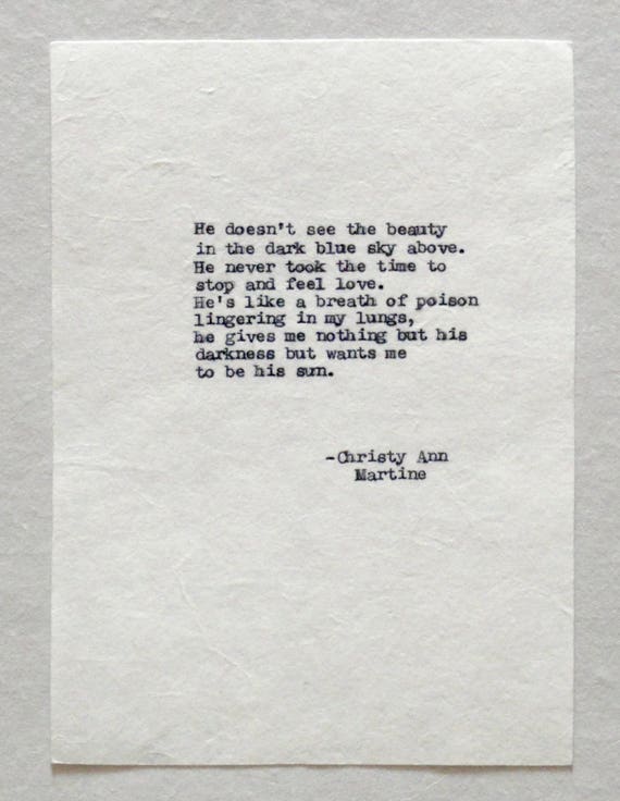 Dark Poetry - Domestic Violence Quote - Poem - Emotional Abuse - Vintage Typewriter Poems