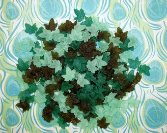 LUCITE ACRYLIC LEAVES-25 Or 45 Beads Per Package-Maple Leaf-Leaves-Greens-Smokey Brown-Opaque-Loose Beads-19mm x 19mm-Free Gift-Each Package