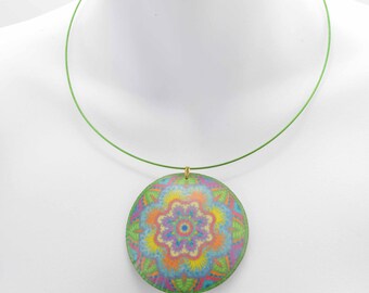 Multi-Colored Mandala Pendant #1 - Coloring Transfer Necklace