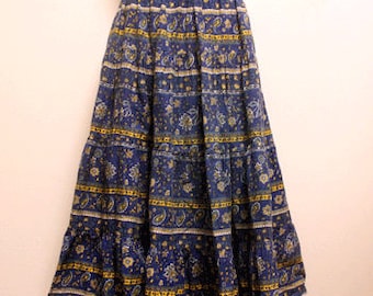 70's Vintage provence skirt - French provence cotton fabric - Size free