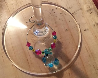 Blue/Green Fish Wine Glass Charm