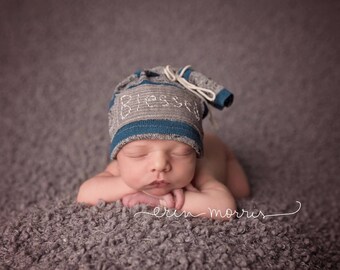 Newborn boy BLESSED hat, newborn photo prop, newborn boy hat, newborn boy photo prop, baby boy hat, newborn hat, newborn boy prop
