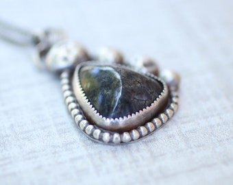 Silver Peaks Variscite Necklace, Variscite Pendant, Southwestern Pendant, "Cowgirl Necklace"