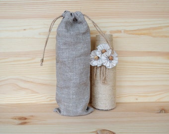 10 Linen bags 3,5 x 10" (9x26 cm) Gift packaging Fabric favor bags Linen gift bag Custom bag Natural favor bag Organic bag Twine drawstrings
