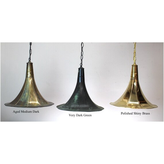 Antique Gramophone Horn Pendant Light Fixture Solid Brass Old