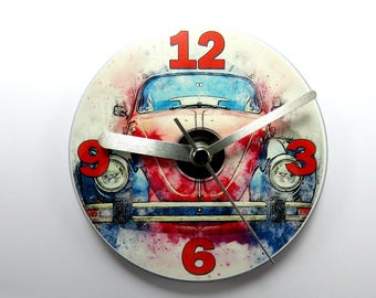 Beetle Car CD Clock, Red Beetle Clock, Beetle Car Gifts.
