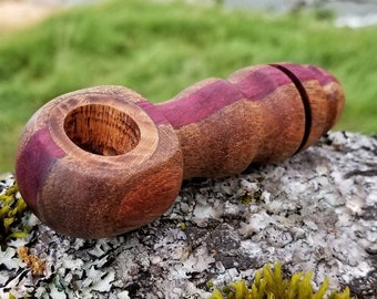 Wooden Smoking Pipe made with Dark Figured Maple Purpleheart and Red Oak