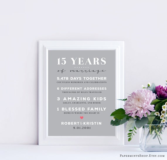 15 Year Anniversary  Gift  15th  Anniversary  Gift  Wedding 