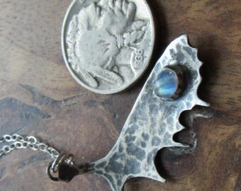 Sterling Moose Moonstone Antler Necklace