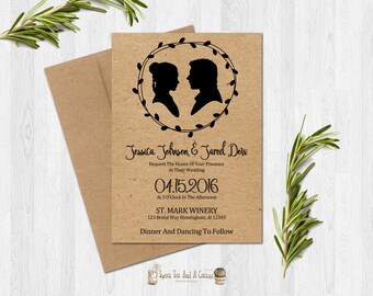 Star Wars Wedding Invitation Kraft Paper Design Sci-fi Movie Han and Leia Geek Nerd Classic Elegant Unique Printable Digital File Download