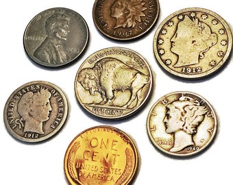 Rare Coins Collection / Silver Coins / Barber Dime / Mercury Dime / Indian Head Penny / Buffalo Nickel / V Nickel / BU & Steel Wheat Pennies