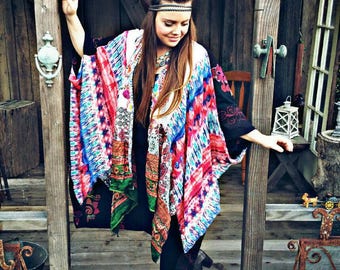 Festival gypsy kimono, bohemian kimono, boho kimono, gypsy boho kimono, festival kimono, hippie kimono, tie dye kimono, boho hippie kimono