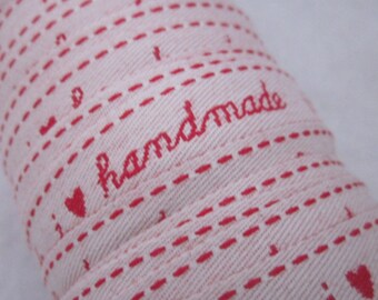 Red and Ivory I Love Handmade Tape Labels