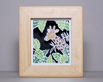 Layered Papercut - Framed Papercut - New Baby Gift - Nursery Papercut - Giraffe - Jungle - 'Geoffery' - READY TO SHIP