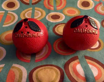 Vintage Orange Salt and Pepper Shakers Souvenir of California