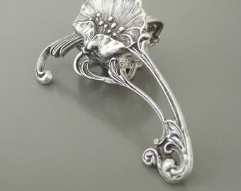Vintage Jewelry - Art Nouveau Ring - Silver Ring - Poppy Ring - Statement Ring - Flower Ring - Adjustable Ring - handmade jewelry