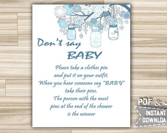 Don't Say Baby Game Blue Dots Printable Diaper Pin