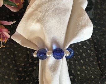 Napkin or Napking rings with stones in blue