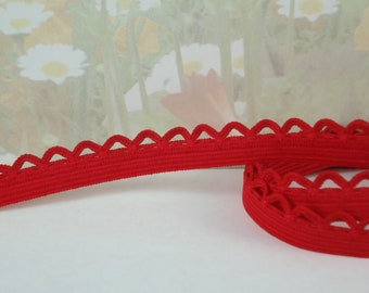 5yds Red Elastic Picot Lace Stretch Skinny Elastic 1/2" scalloped loop edge diy Headbands Sewing lingerie Underwear Elastic Trim
