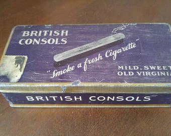 British Consols - W.C. MacDonald Cigarettes 1940's Tin Box*