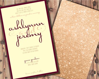 Champagne and Burgundy Wedding Invitations Maroon Wedding