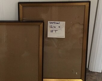 Vintage Vertical Wooden Picture Frames/black with gold trim/gift