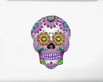 Purple Day of the Dead Sugar Skull Vinyl Art Decal Sticker Dia De Los Muertos