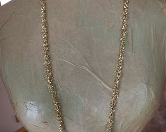 Gold long round links chain necklace one of s kind