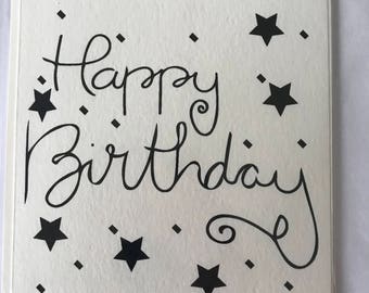 Hand lettered Happy Birthday