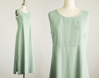 90s Vintage Sage Mint Maxi Sun Dress / Size Medium