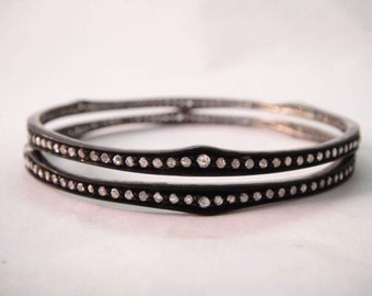 Empress 1.67 carat rosecut diamond antiqued sterling silver victorian style princess queen branch twig tsavorite pink zircon bangle