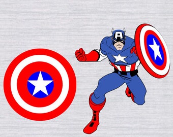 Captain America SVG, Captain America Digital Clip Art, superhero svg, PNG Files, SVG Files for Silhouette Cameo, Scrapbook, avengers svg,dxf