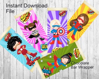 Girl Hero Candy Bar Wrapper/Hero Chocolate Bar Wrapper/Girl Heroes