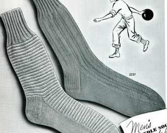 1950's Men's Mid Century Socks PDF Pattern Instant Download