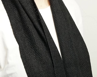 Handwoven Infinity Scarf in Pitch